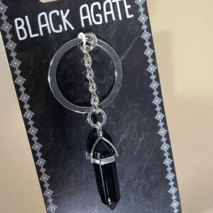 NWT Black Agate Gemstone  Keychain